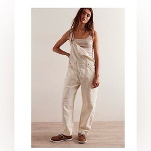 Free People We The Free Way Back Dungarees large New With Tags! Ecru overalls